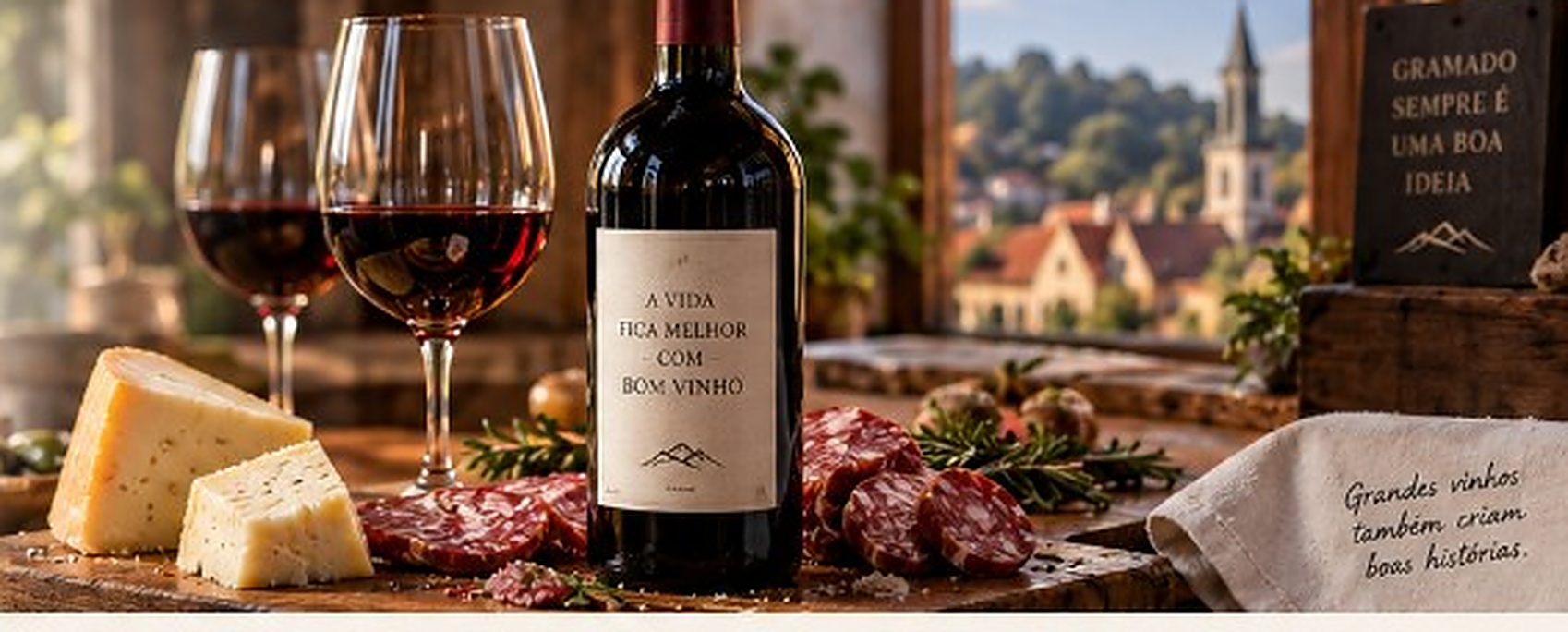Vinho, queijos e salames da Serra Gaúcha