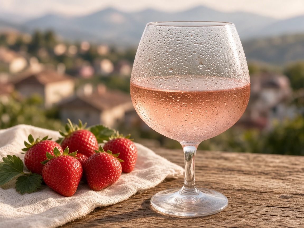 Taça de vinho rosé